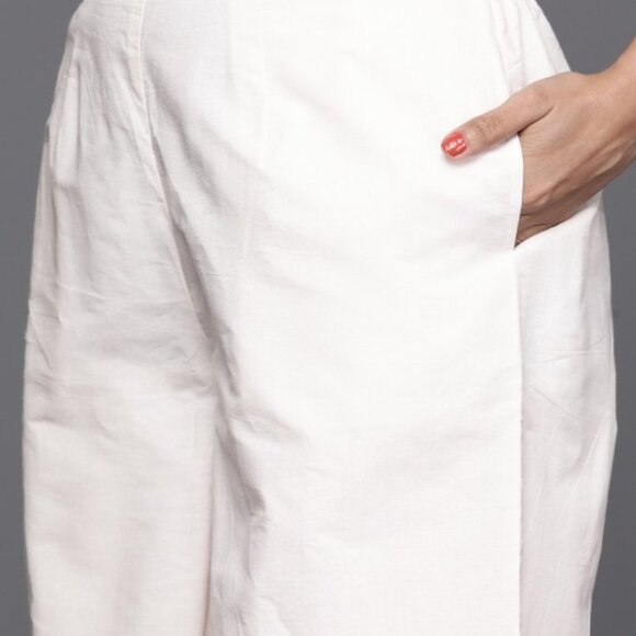 Shivansh Creations Off White, Pink & Green Embroidered Cotton Kurta Set, S-2XL - Picture 5 of 7